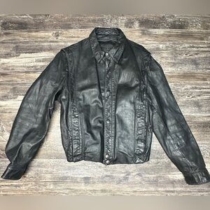 Vintage Reed Sportswear Leather Jacket - Men's Black Jacket